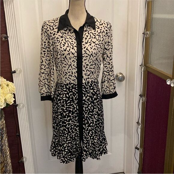 Miss Sixty Elegant Black and White Patterned Dress, US4 - Picture 1 of 9